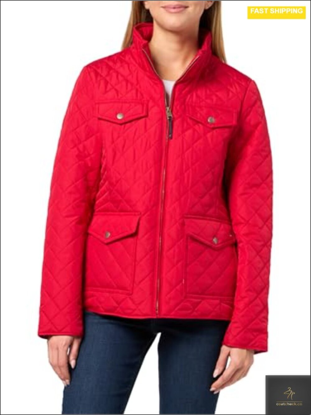 Lightweight Quilted Barn Jacket Long Sleeve Water Resistant Zip